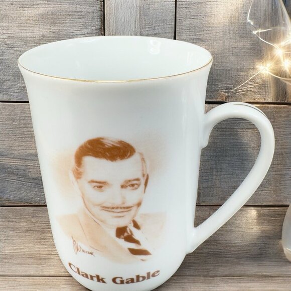 Vintage Hollywood Hall of Fame Museum Porcelain Coffee Mug Cup Clark Gable Mug - Picture 1 of 12